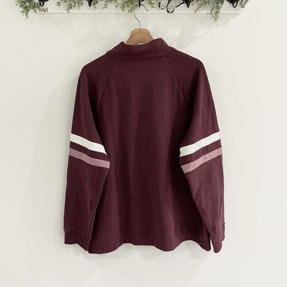LL Bean Women's 1912 Sweatshirt Quarter-Zip Colorblock Pink Maroon Size 2X - Picture 3 of 4